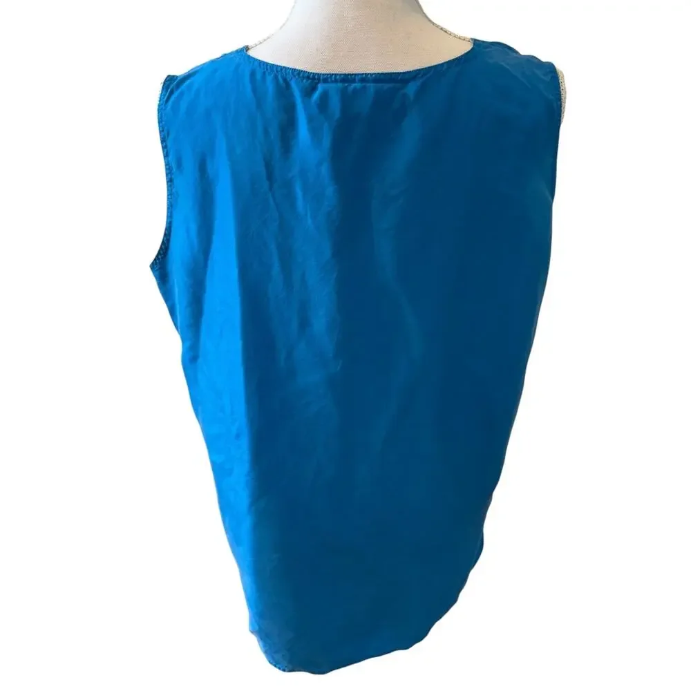 Vintage Express Silk Sleeveless Top Turquoise M